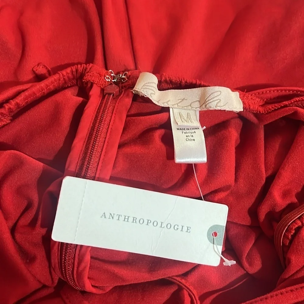 NWT Hutch by Anthropologie Red Ruched Open Back Mini Dress Size M‎ - Picture 7 of 9